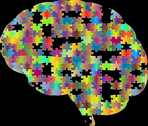 disabilità intellettive, un cervello colorato, comparti di puzzle mancanti
