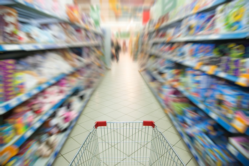 Supermarket aisle motion blur